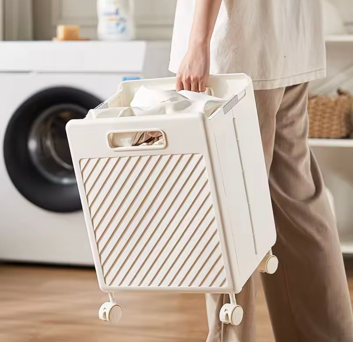 Foldable Clothes Storage Basket With Wheels, Multifunctional Laundry Basket, Household Large Capacity Bathroom Storage Basket Foldable Clothes Storage Basket With Wheels, Multifunctional Laundry Basket, Household Large Capacity Bathroom Storage Basket